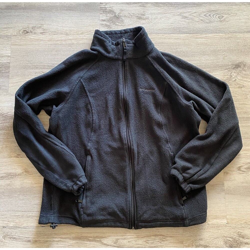 Columbia Women's Full Zip Fleece Jacket Large - Black Zipper Pockets
